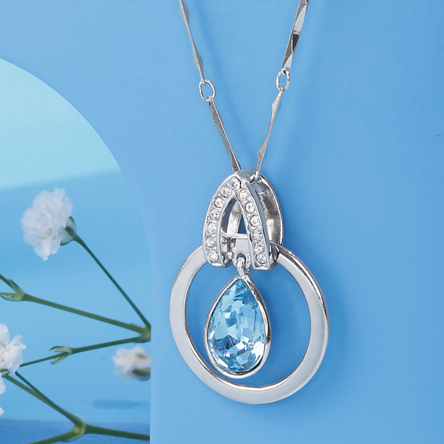 'Azure Droplet' Silver Pendent