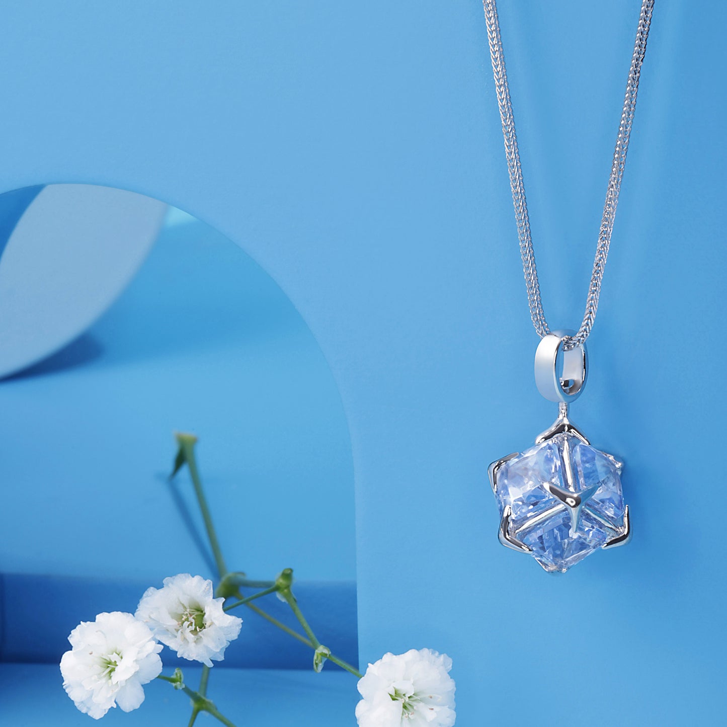 'Blue Cube' Silver Pendent