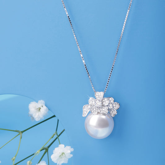 'Silver Blossom' Pearl Pendant