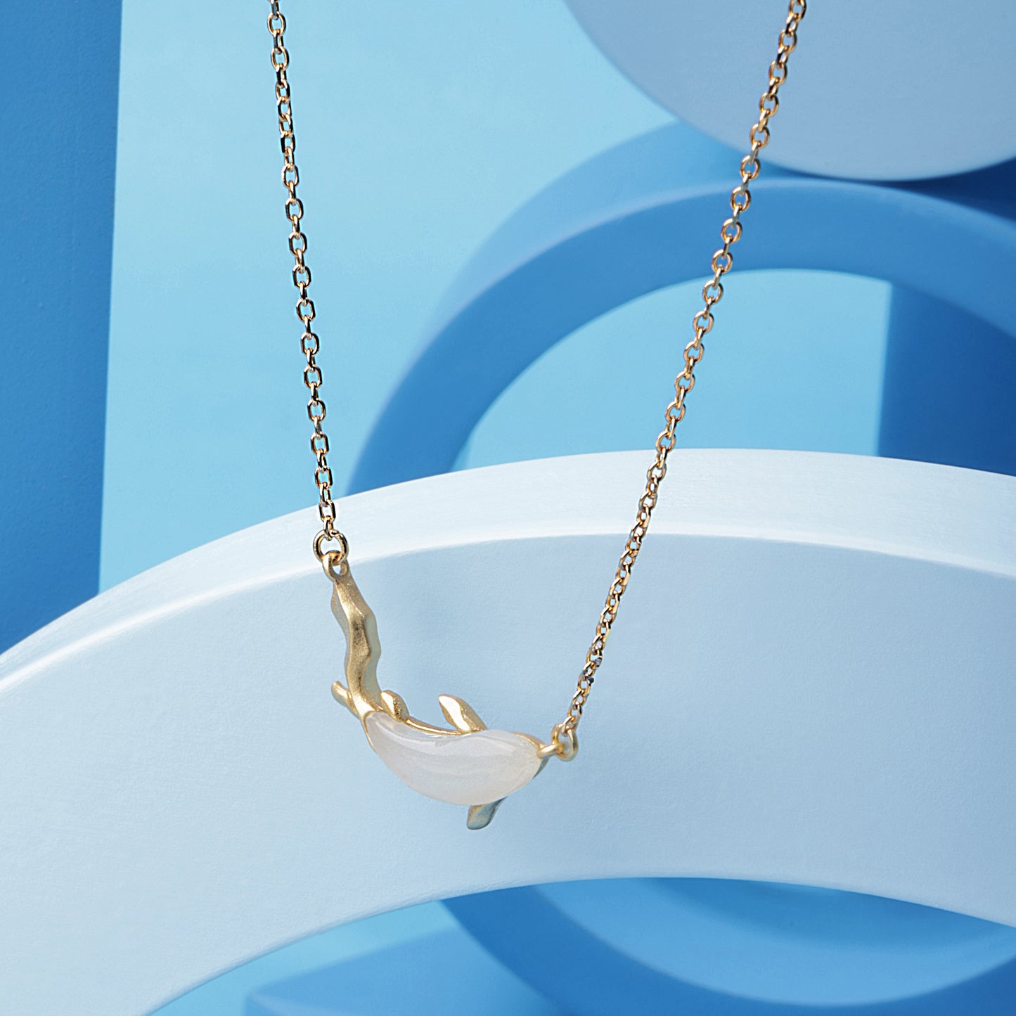 'White Pearl Fish' Gold Plated Pendent