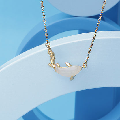 'White Pearl Fish' Gold Plated Pendent