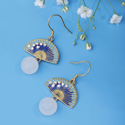 'Folding Fan Cherry Blossom' Gold Plated Earrings