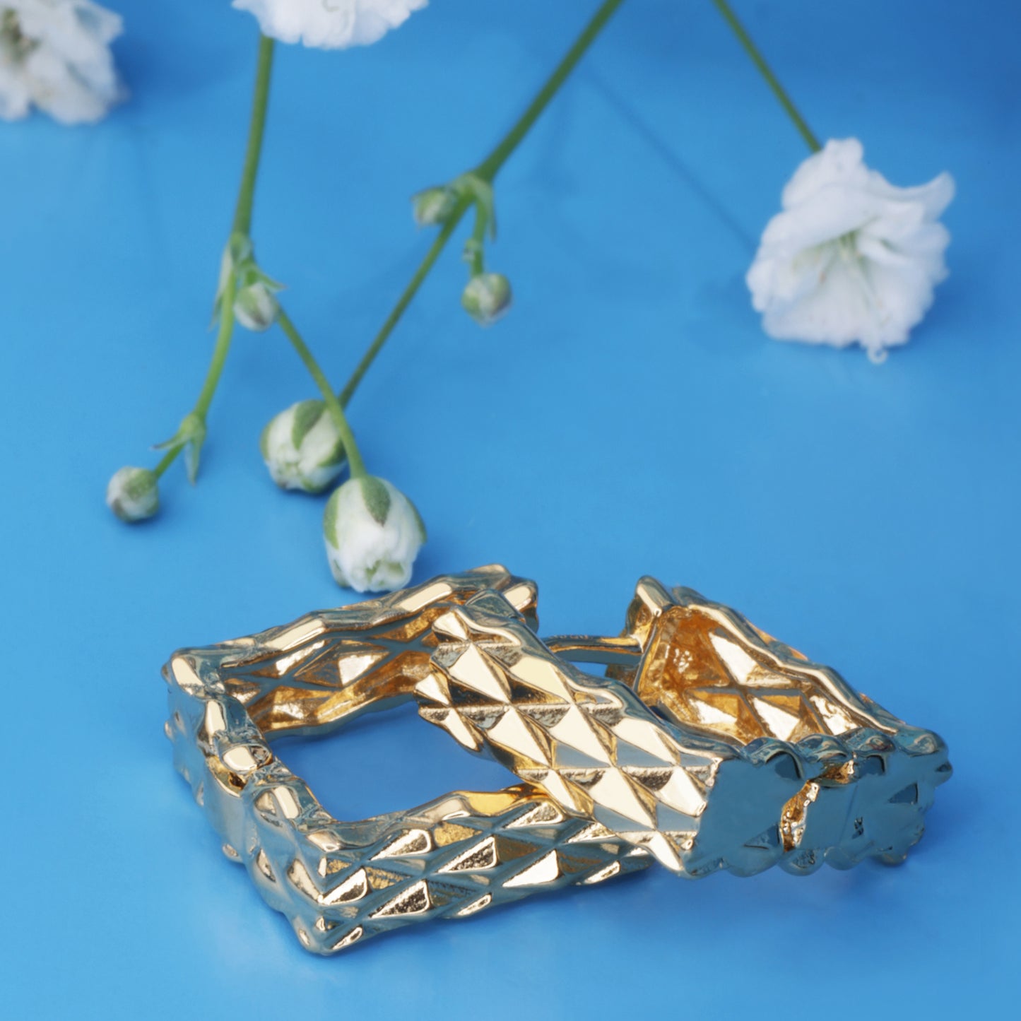 'Chic Square' Gold Hoops