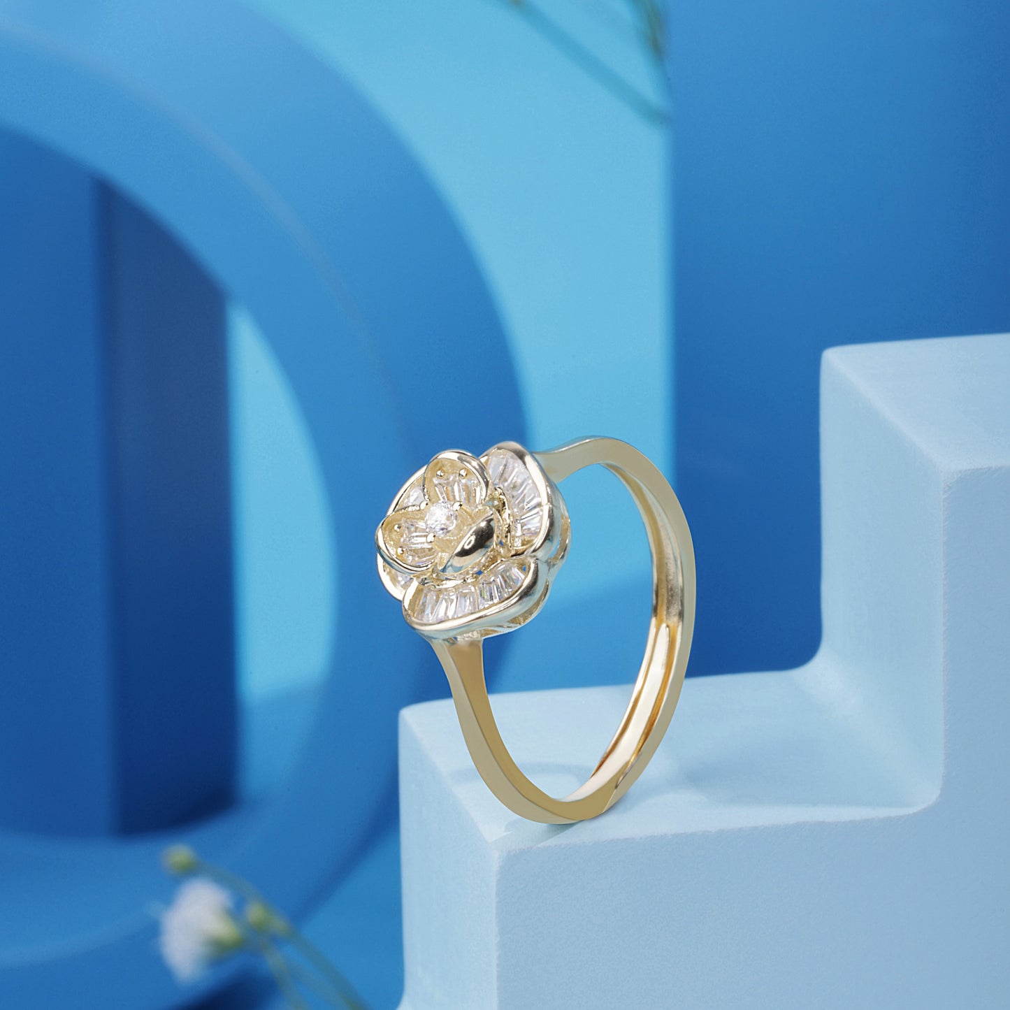 'Sterling Floral' Gold Plated Ring