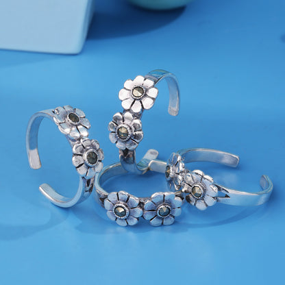 'Flourish Foot Marcasite' Toe Rings