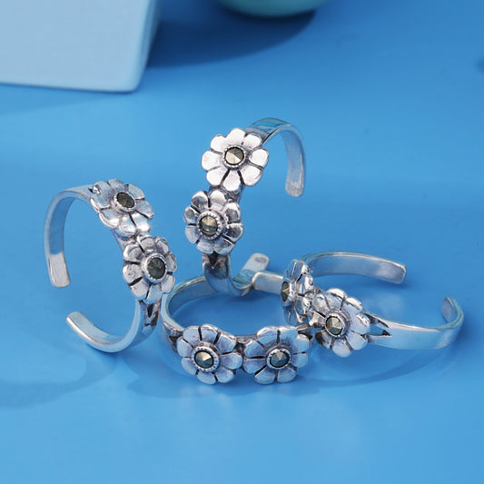 'Flourish Foot Marcasite' Toe Rings