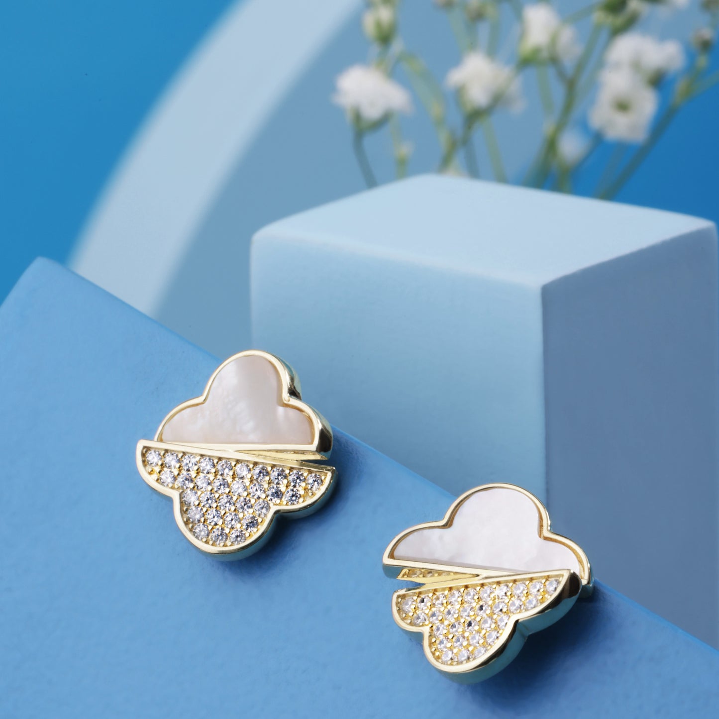 'Rain or Shine' Cloud Gold Plated Earrings