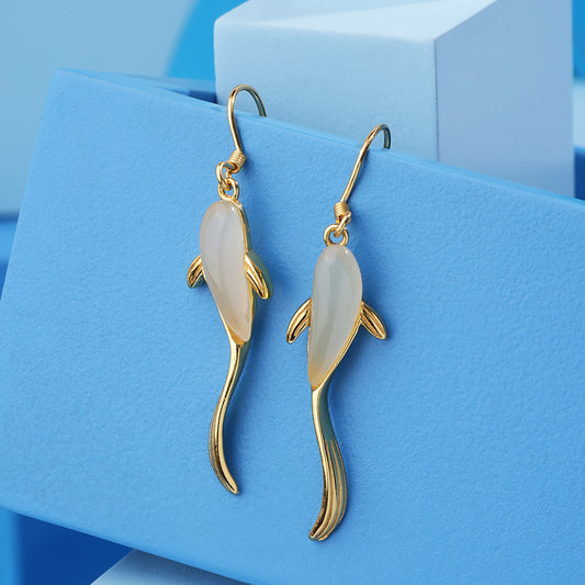 'Celestial Whitefish' Gold Plated Earrings