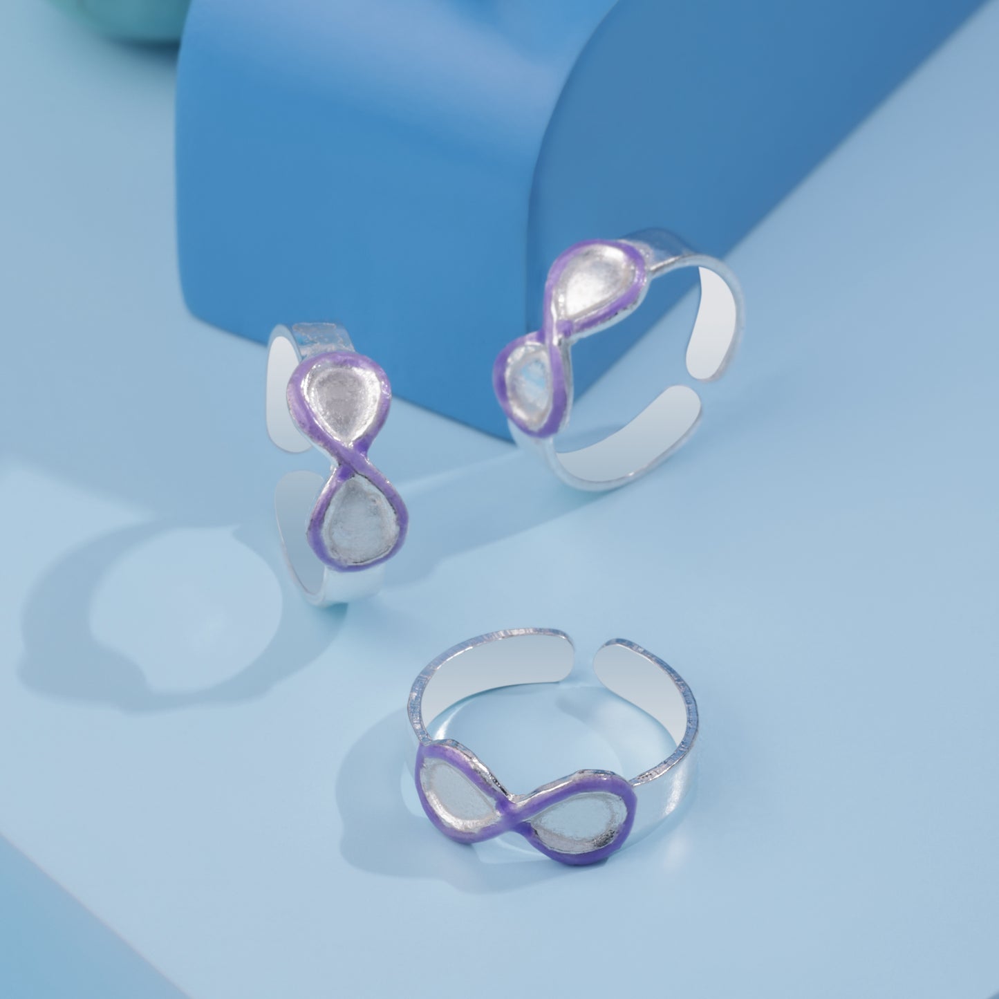 'Purple Infinity' Silver Toe Rings