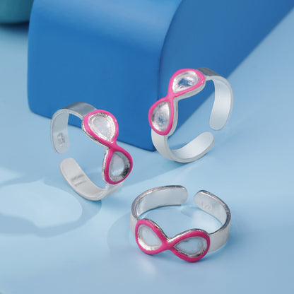 'Pink Infinity' Silver Toe Rings