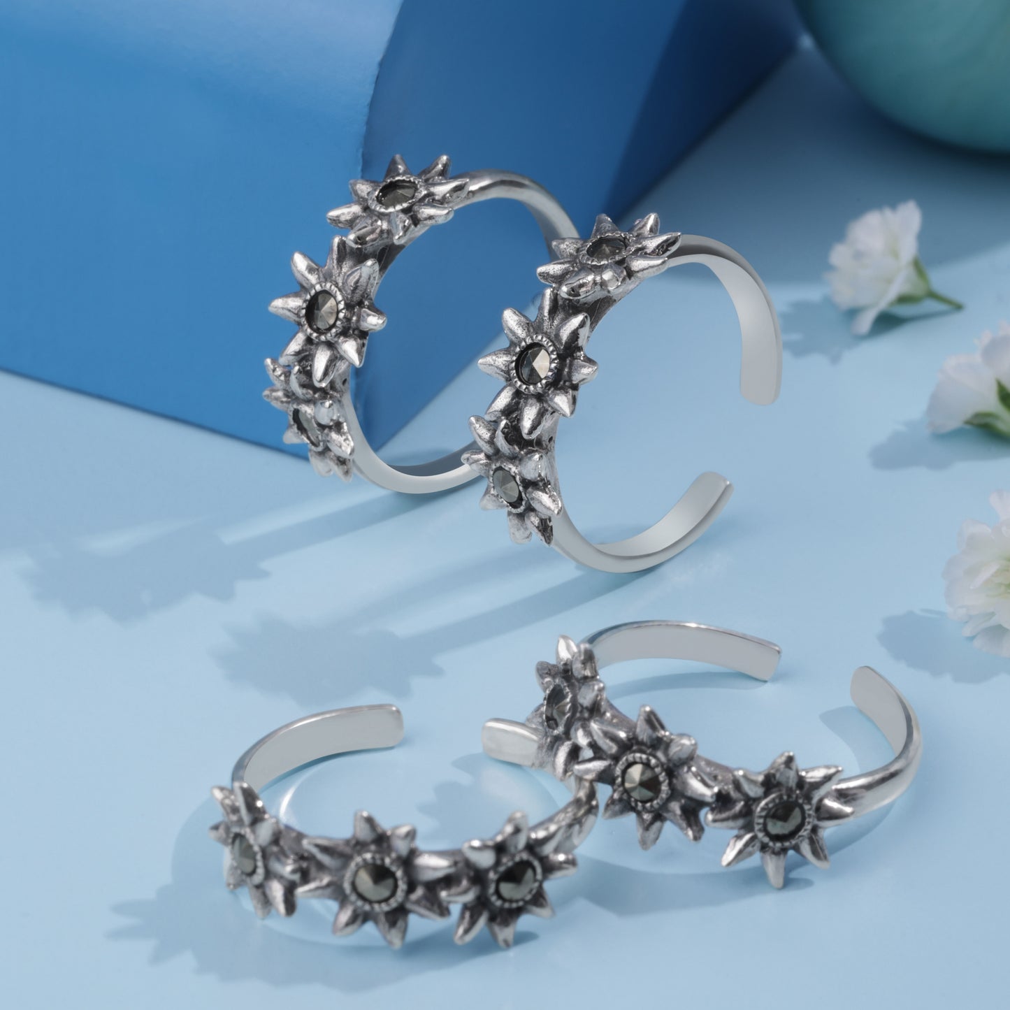 'Tri-Star Marcasite' Toe Rings