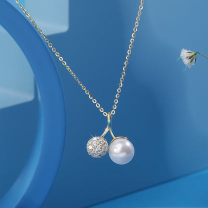 'Disco Ball and Pearl' Gold Plated Pendent