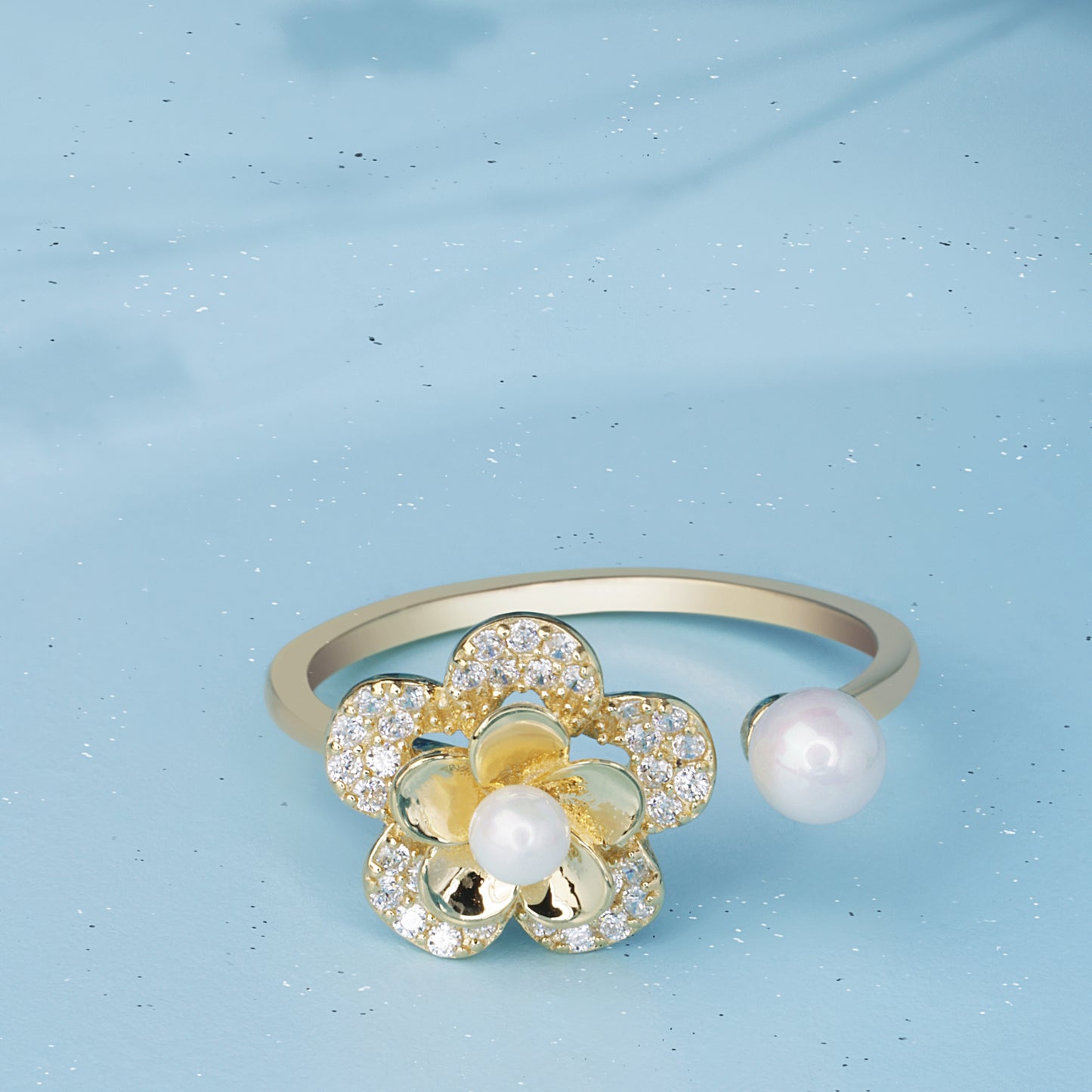 'Pearl Garden' Bloom Gold Plated Ring