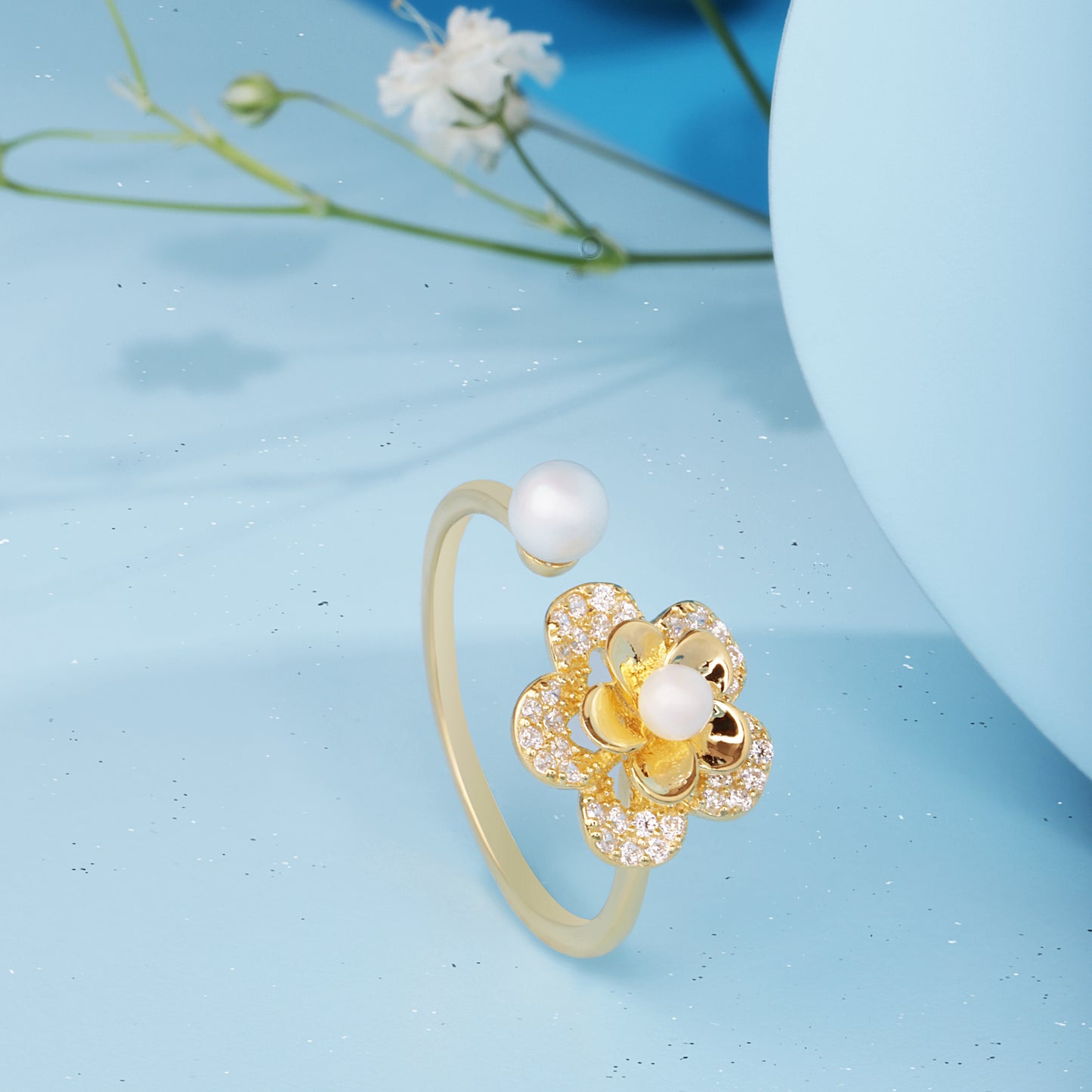 'Pearl Garden' Bloom Gold Plated Ring