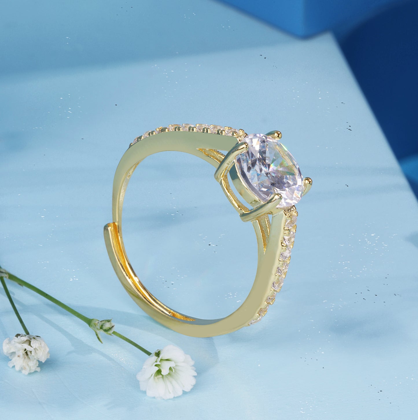 'Gleaming Moonstone' Gold Plated Ring