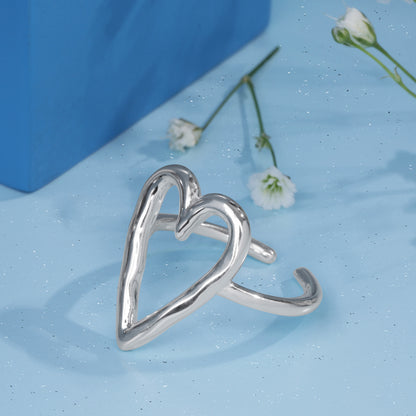 'Heart Outline' Silver Ring