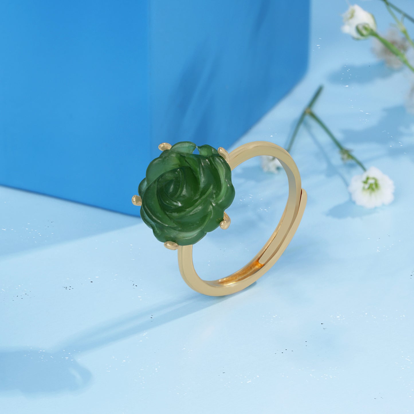 'Floral Jade' Gold Plated Ring