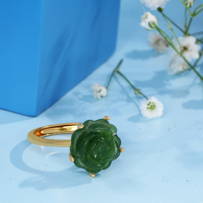 'Floral Jade' Gold Plated Ring