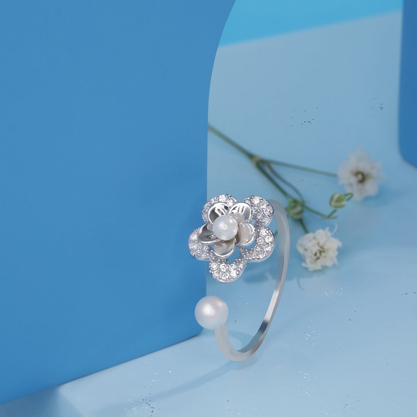 'Pearl Garden' Bloom Silver Ring