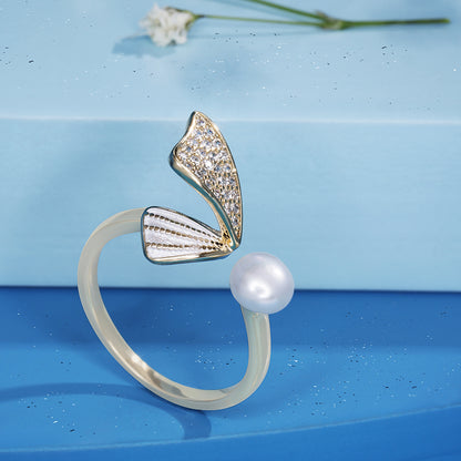 'Lumina Wing' Pearl Gold Plated Ring