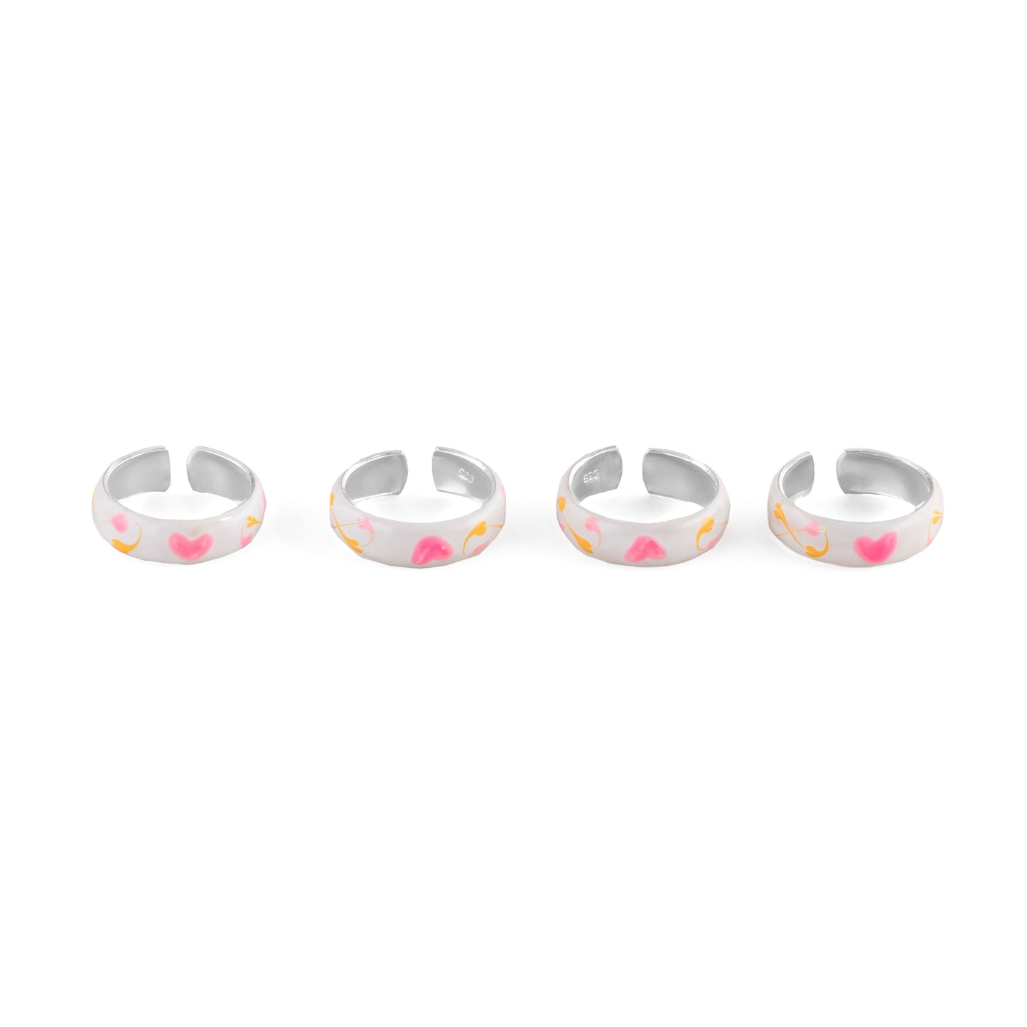 Silvish White Colored Heart Pattern Toe Rings