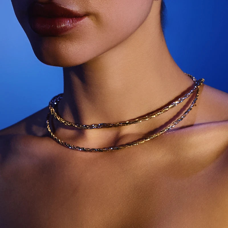 'Two Tone Braided' Rose Gold Chain