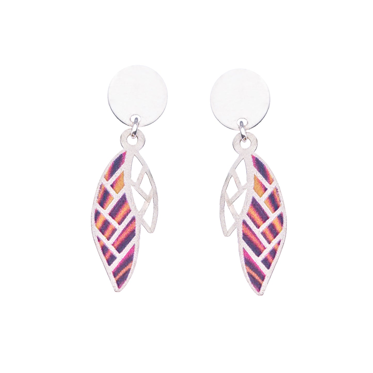 'Color Pop Feather' Silver Earrings