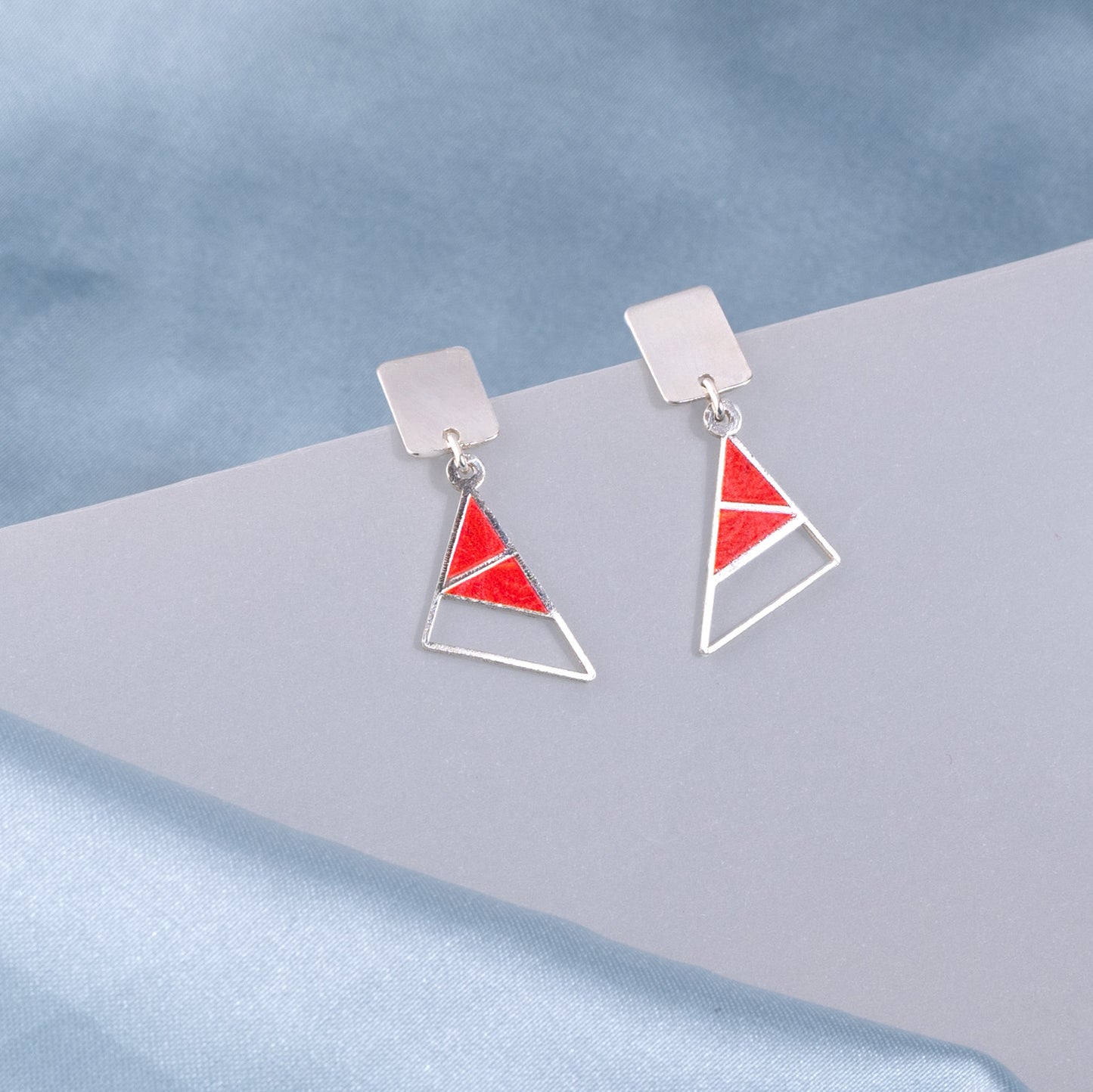 'Red Majesty' Silver Earrings