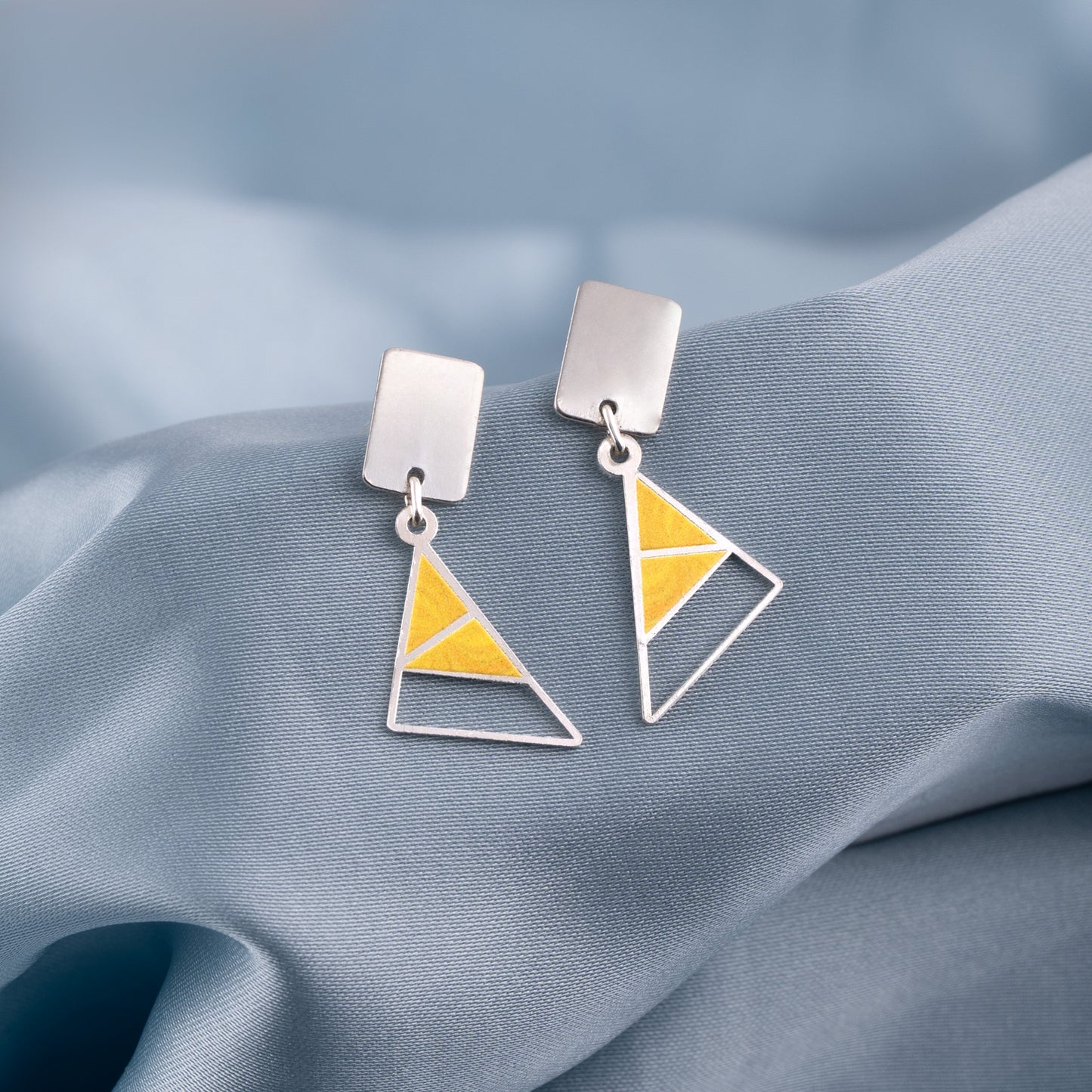 'Luxe Yellow Prism' Silver Earrings