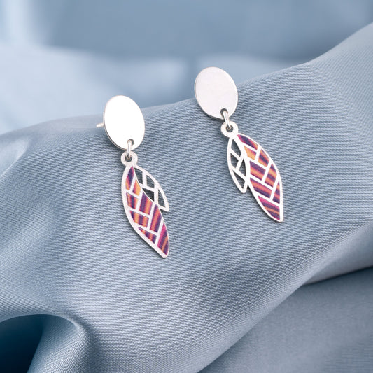 'Color Pop Feather' Silver Earrings