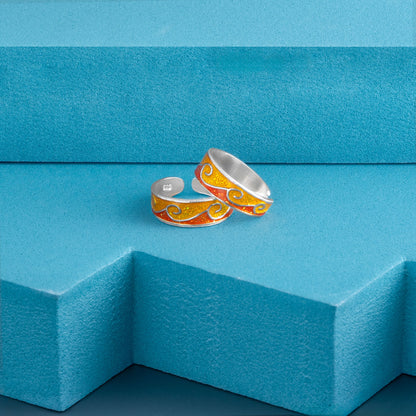 'Beach color Double Wave' Toe Rings