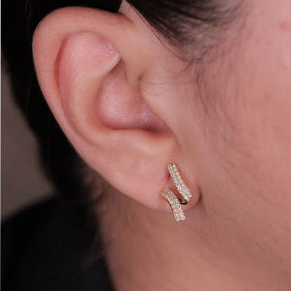 'White Stone' Gold Plated Studded Designer Earrings