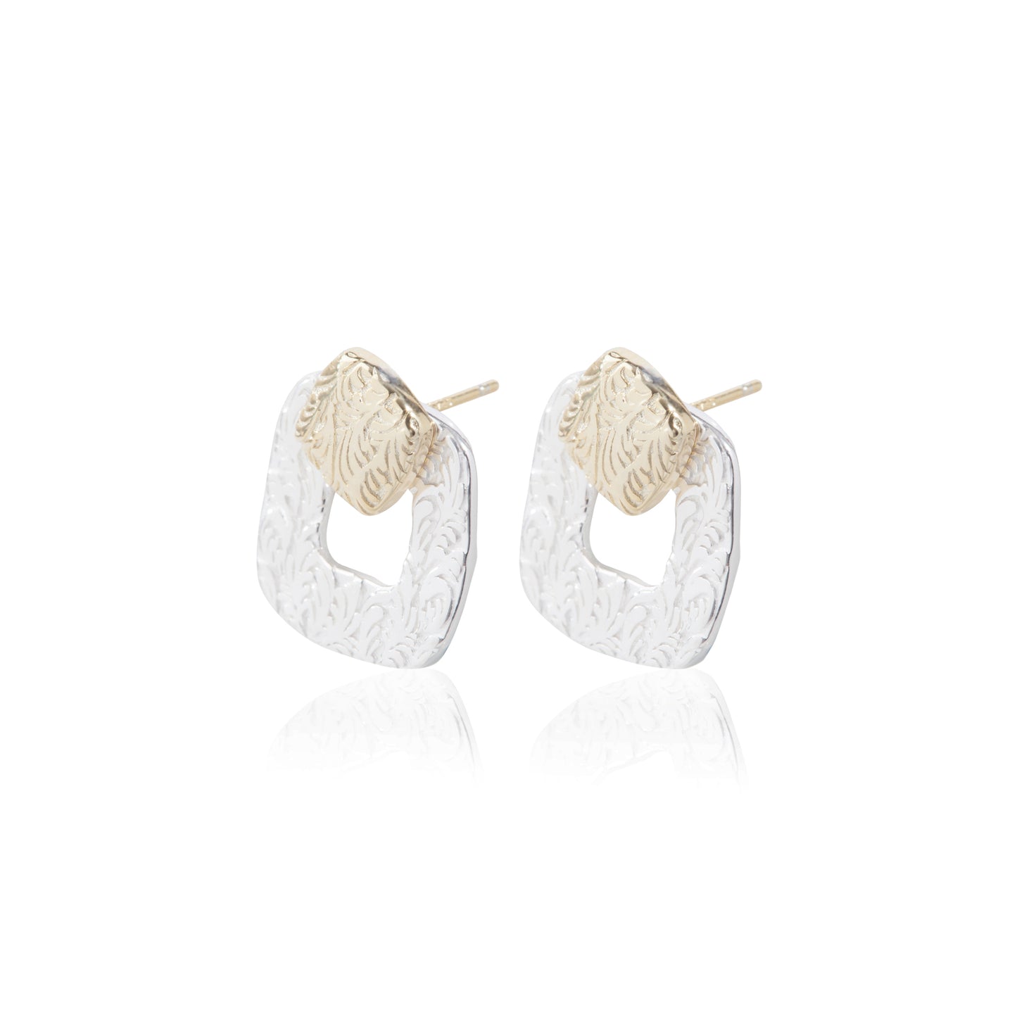 'Silver & Gold Square' Earrings