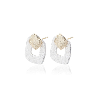 'Silver & Gold Square' Earrings