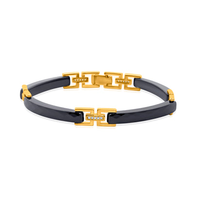 'Dual Tone Slim Hooks' Gold Plated Men Bracelet