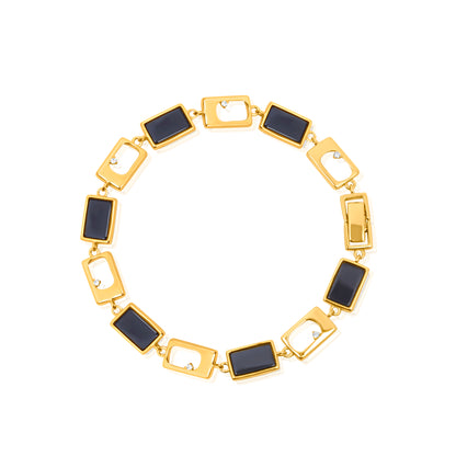 'Black Ceramic' Gold Plated Men Bracelet