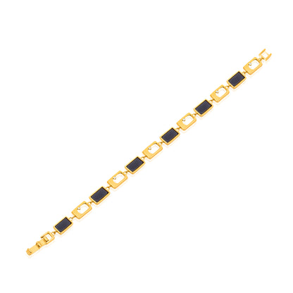 'Black Ceramic' Gold Plated Men Bracelet