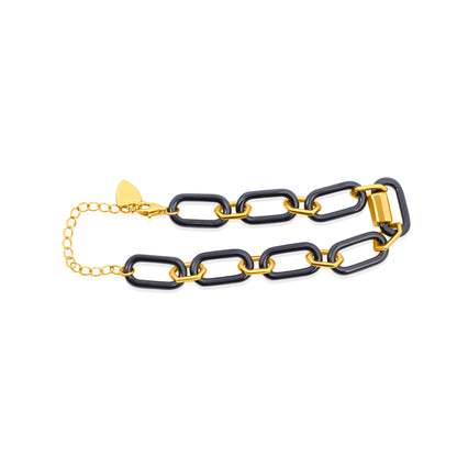 'Dual Tone Chain Type' Gold Plated Men Bracelet