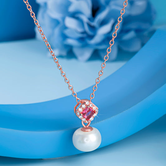 'Ruby & Pearl' Rose Gold Pendant