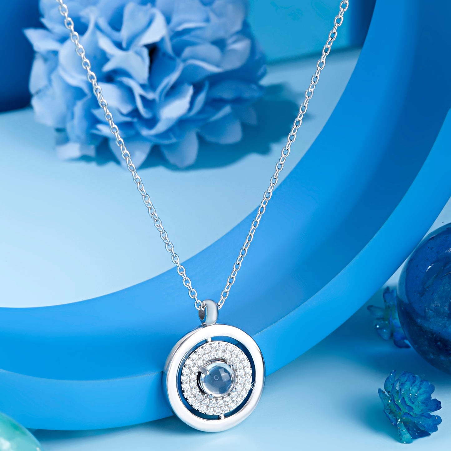 'Blue Moon Whisper' Silver Pendant