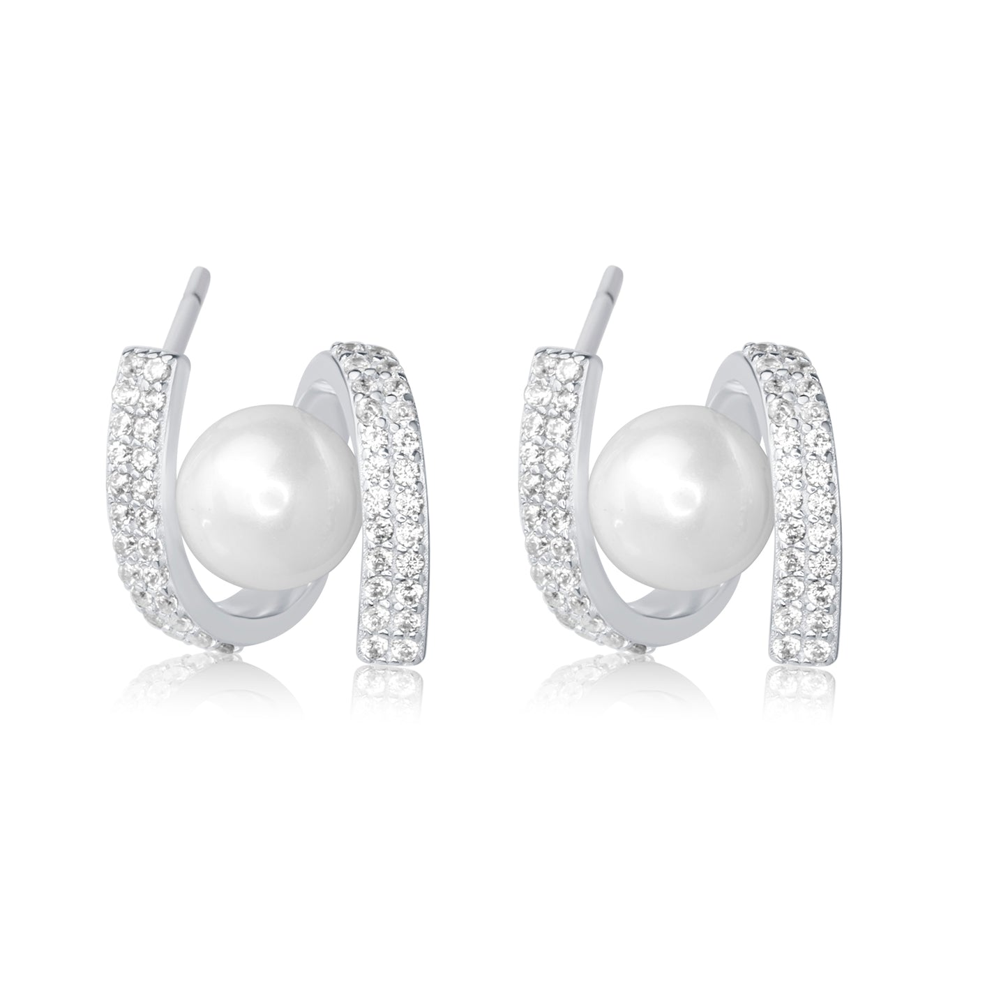 "Twist Pearl" Silver Earrings