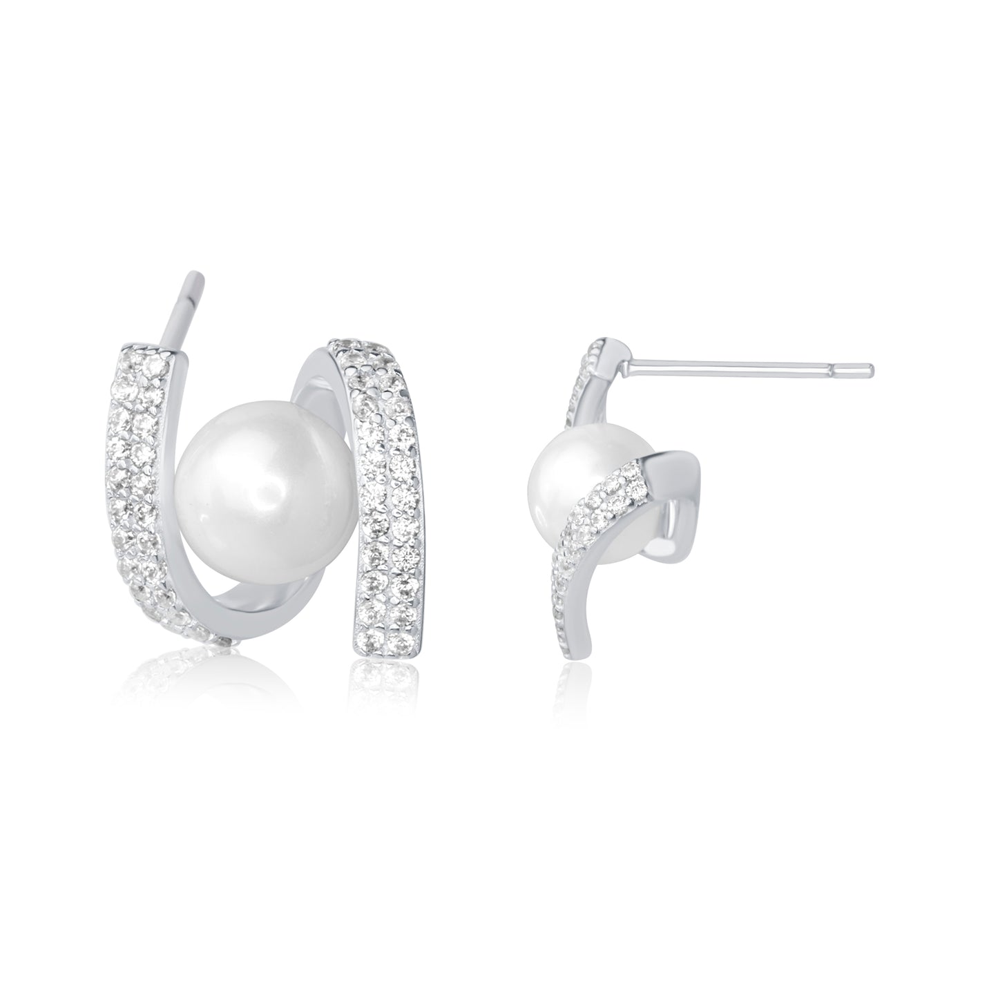 "Twist Pearl" Silver Earrings