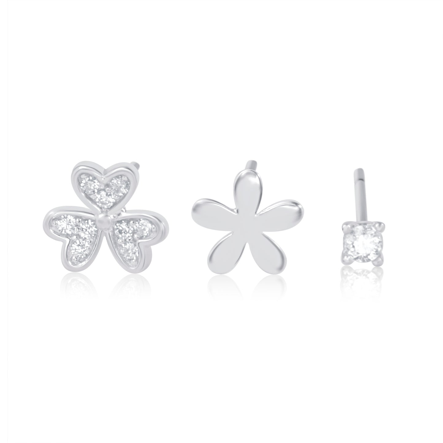 "Beautiful Floral" Silver Studs