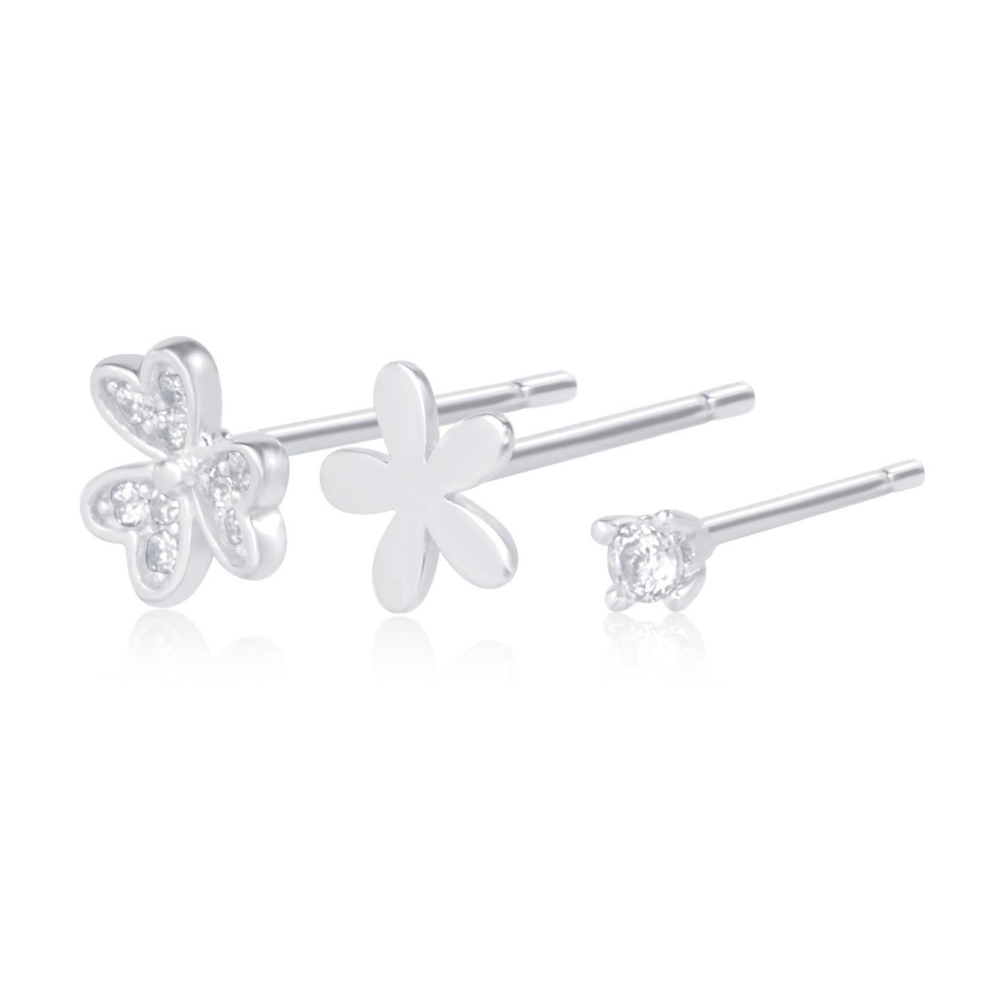 "Beautiful Floral" Silver Studs