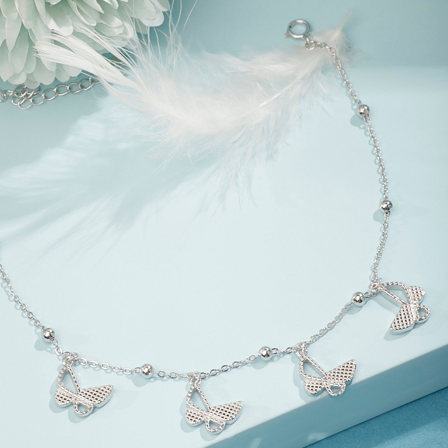 'Butterfly Whispers' Silver Anklet