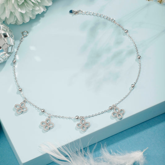 'Floral' Silver Anklet