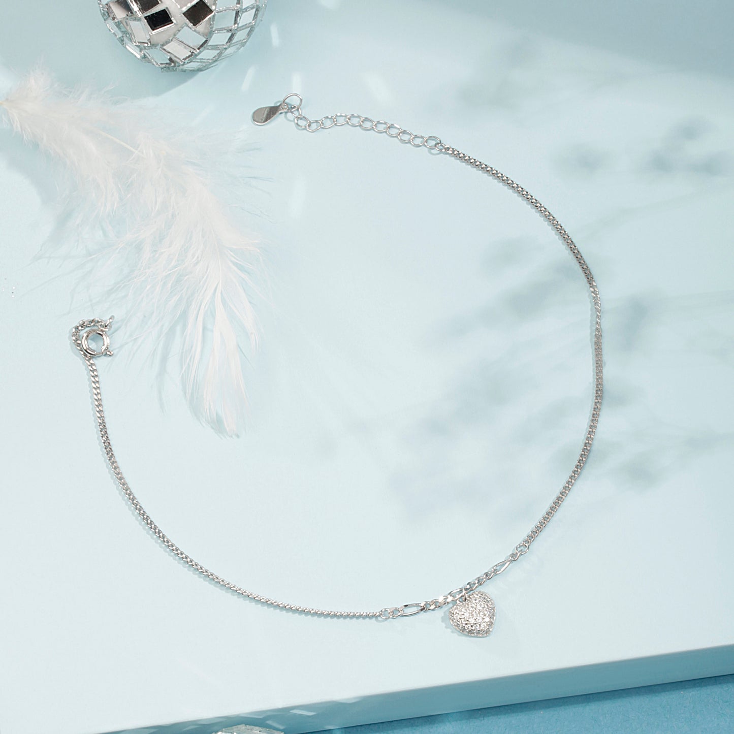 'The Little Heart' Silver Anklet