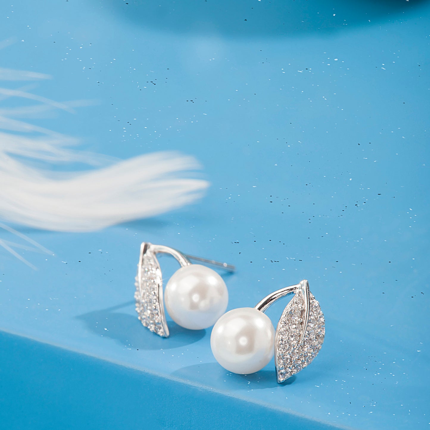 'White Jade Leaf' Silver Earrings