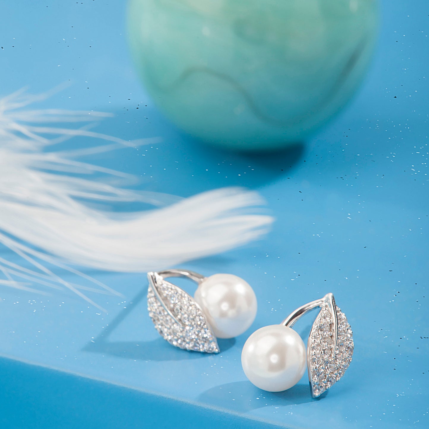 'White Jade Leaf' Silver Earrings