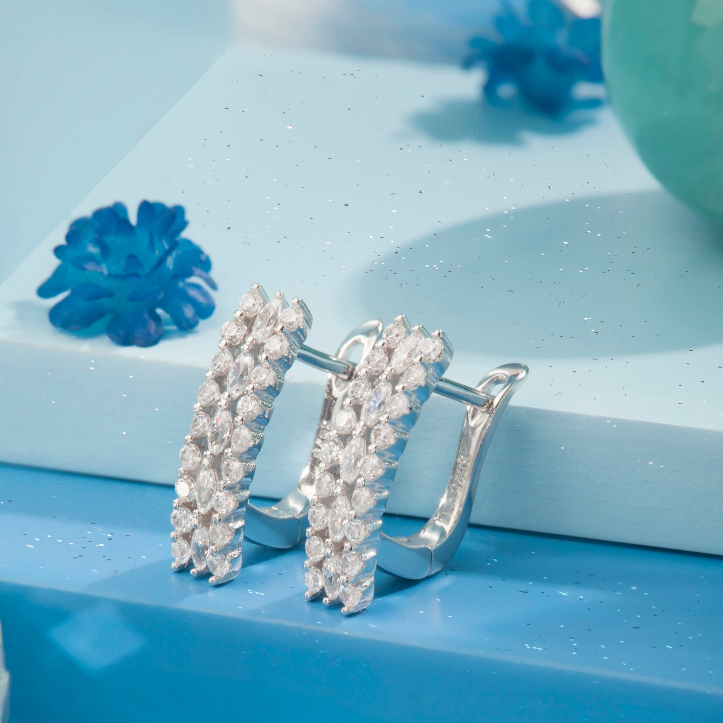 'Sterling Double Bar Hoop' Lock Silver Earrings